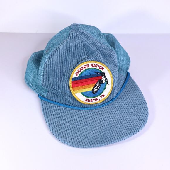 AVIATOR NATION Signature Venice Vintage Corduroy Trucker Hat Light Blue - Picture 1 of 4